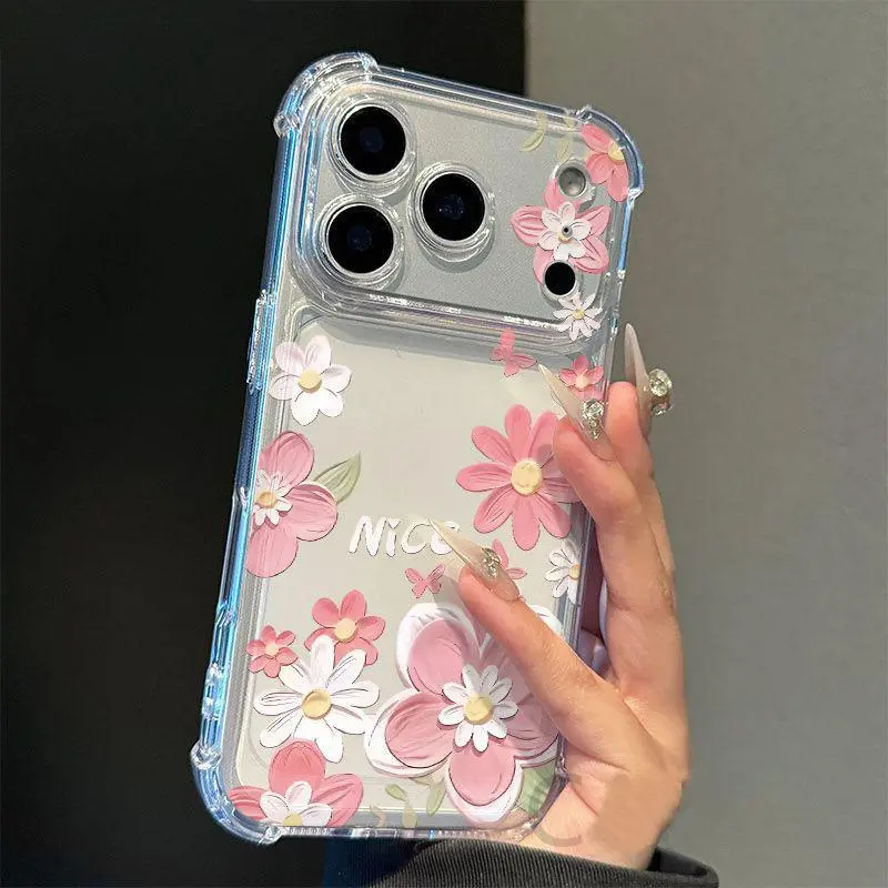 Full screen flower pattern is suitable for iPhone 17 Promax 16 Plus 15 14 soft shell 13 all-inclusive 12 11 model anti-fall fashion protective cover mobile phone case