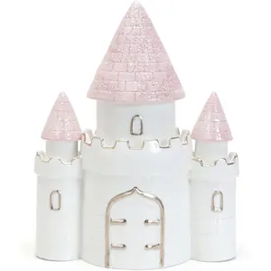 Ceramic dream big princess castle piggy bank for girls pink