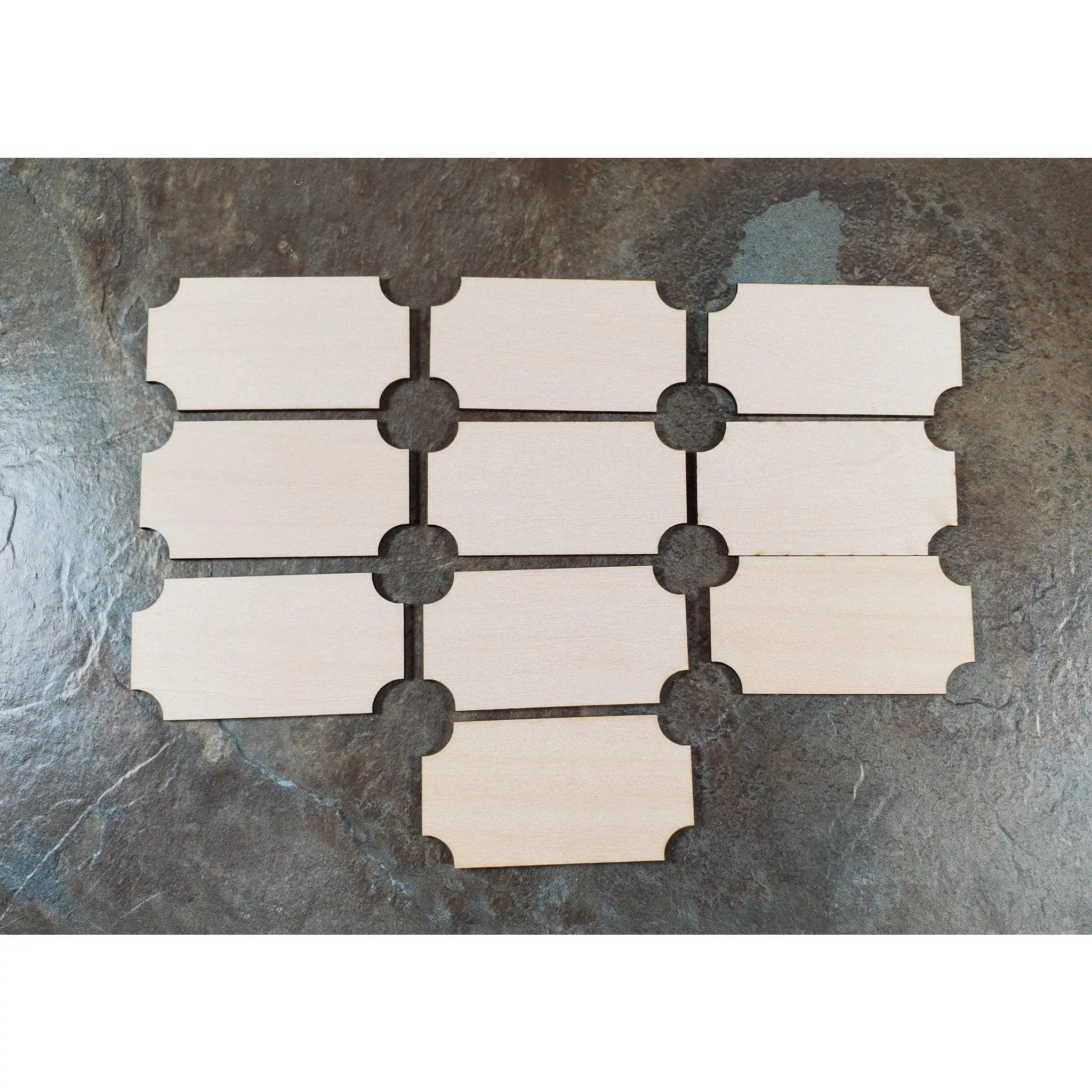 Wood Cut Outs Pieces 10pcs Small Basswood 1/16" thick Blanks Tiles DIY Crafts Dollhouses and Miniatures