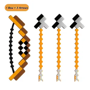 MC Pixel KeyChain, Bow Set with Three Arrows Diamond Sword 7 Color Changeable Glowing Lights Perfect Gift for Birthday Halloween Christmas Cosplay Roleplay