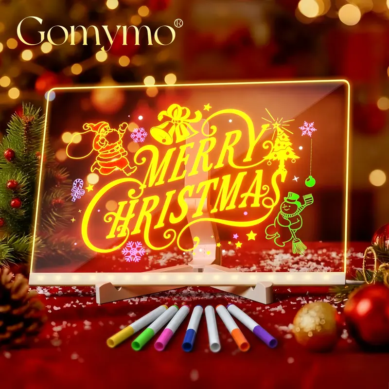 GOMYMO LED Drawing Board for Kids - LED Light Entertainment Toy with Light Effects, Colored Markers, Adjustable Stand, Drawing Templates, Reusable Erasable Doodle/Message Board, Cool Christmas/Viral Christmas Gifts for Boys, Cool Gifts For Kids,techvibes
