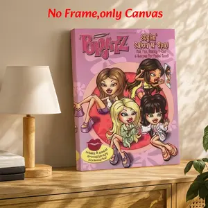 Bratz Cartoon Poster Print, Modern Wall Art, Y2K Fashion Doll Style, Multicolor Canvas Decor, Living Room & Bedroom Aesthetic, Vibrant Print, Unframed