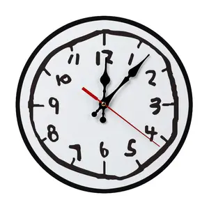 12 Inch Hand Drawn Doodle Style Wall Clock, Silent Non-Ticking Quartz Wall Clock, Minimalist Black White Creative Number Wall Watch for Home Living Room Bedroom Office Decor