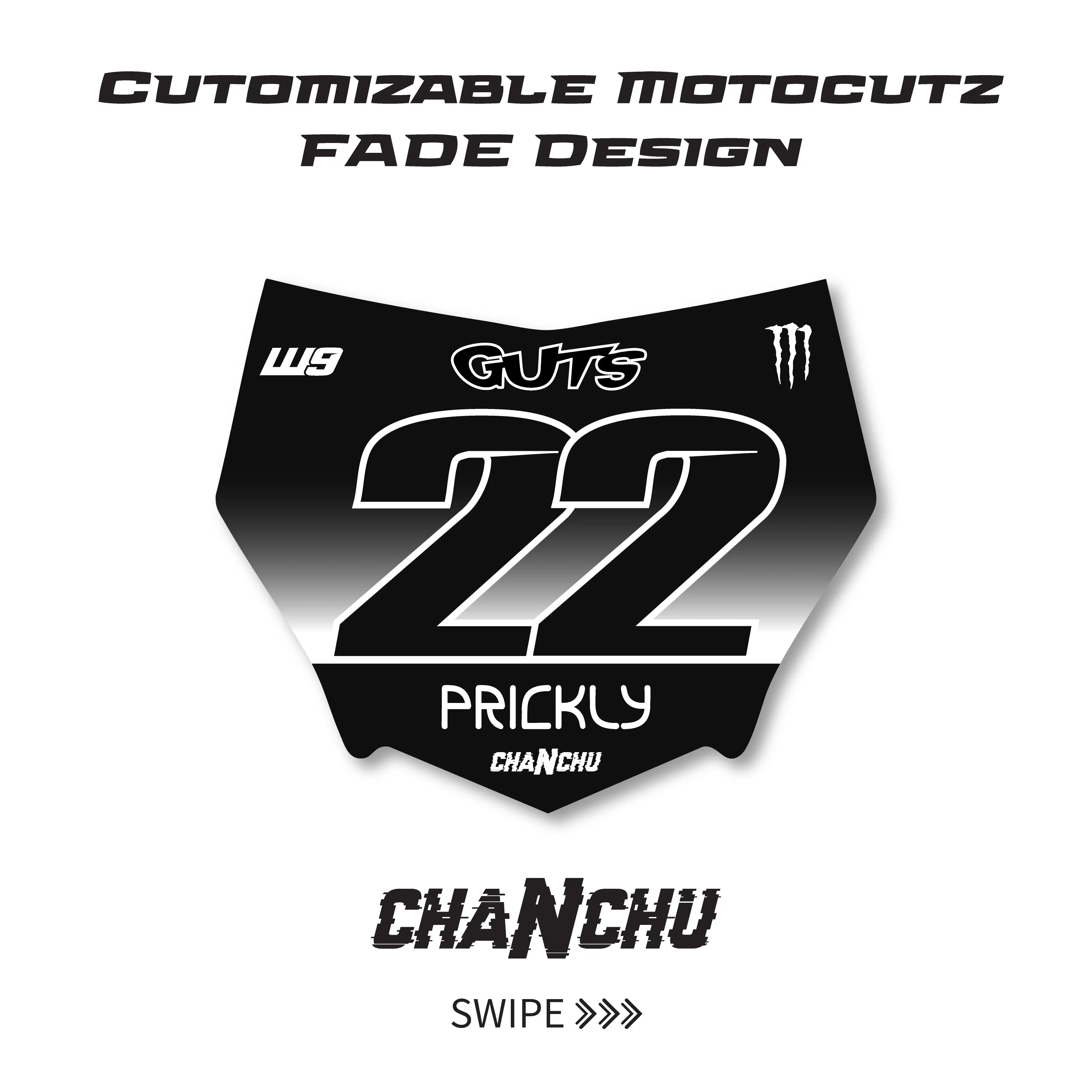 Customizable FADE Motocutz E-Bike Number Plate Decal - Made to order