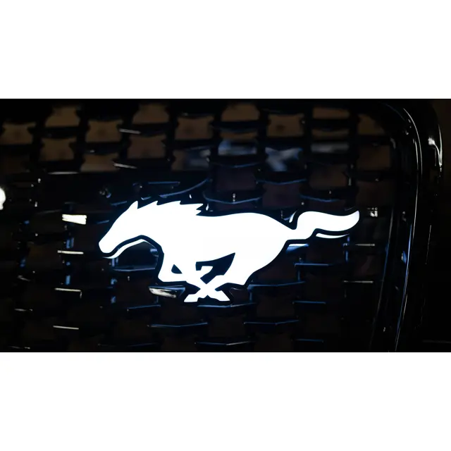 Habibis Carbon Flow Series RGB Chasing Custom Effects LED Sticker - Plug-in, App-Controlled, Weatherproof, Luminous, Plug-and-Play Mustang Front Emblem Grill Lights, Car Exterior Accessories