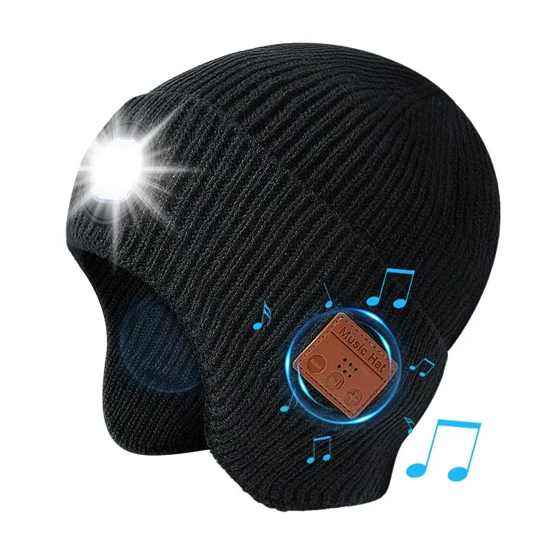 Wireless Bluetooth Music Beanie Hat Winter Outdoor Sports Knitted Fleece Hat with Mic Headphones Warm Unisex Cap for Men Women unique christmas birthday gift touch control usb rechargeable knit warm winter ghostly sleight shadow sage ski