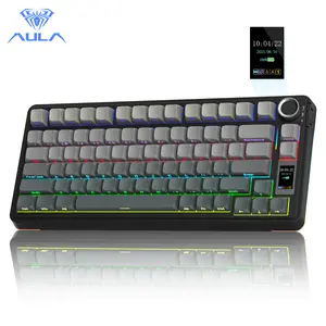 [NEW]Aula S75 Pro Wireless Mechanical Gaming Keyboard with TFT Screen Knob Custom Creamy keyboard Gasket 75% Layout RGB Backlight Hot Swappable for Office PC Mac Linux Gradient Black TikTokshopBlackFriday