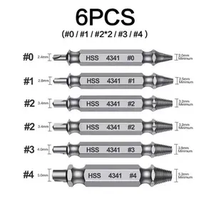 Damaged Screw Extractor Set - 6 Counts Stripped Broken Screw Remover, Easy Out Bolt Extractor, Double Head Extraction Design Extractor Head, Household Repair Tools
