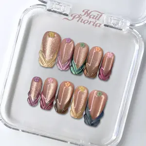 NailPhoria SPARKLING PASTEL -SPRING Handmade Press-On Nails | Reusable, Salon-Quality, Long-Lasting, Glossy Design