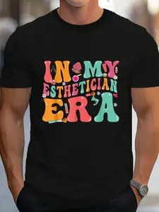 100% Cotton In My Esthetician Era Cute Beautician Makeup Artist T-Shirt Women's Men's Graphic Tee Crew Neck summer vacation Tops