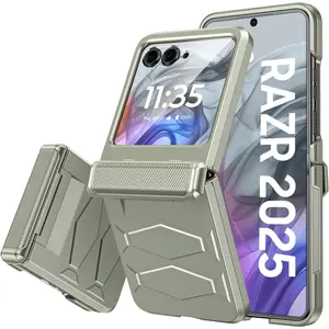 for Motorola Razr 2025/2024 Case with Hinge Cover, Built-in Screen Protector Shockproof All-Inclusive Smartphone Cover Wireless Charging Mobile Phone Protective Case Protective Shell