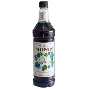Monin Blue Raspberry Flavored Syrup 1 Liter Premium Gourmet Beverage Enhancer