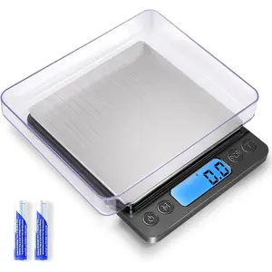 Digital Food Kitchen Scale Upgraded, 3000g/0.1g High Accuracy Mini Pocket Scale Measures in Grams and oz for Cooking, Baking, Jewelry, Tare Function,2 Trays, LCD Display (Batteries Included)