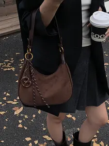 Trendy Suede Crossbody Bag for Women, Fashionable Retro Matte Style, Perfect for Autumn & Winter Seasons, Stylish Shoulder Clutch, Handbag Shoulder Bag