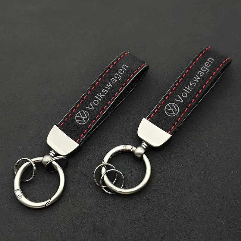 High Grade Suede Leather Car Keychain for Volkswagen VW Polo Passat Tiguan CC Touareg Caddy Golf GTI Logo Keyring Accessories