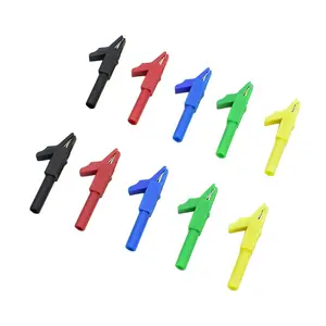 Multimeter Alligator Clips 10PCS Insulated Safety Crocodile Clips Durable Reliable Connectors with 4mm Banana Female Jack Socket 300V 15A Red&Black for Electrical Testing