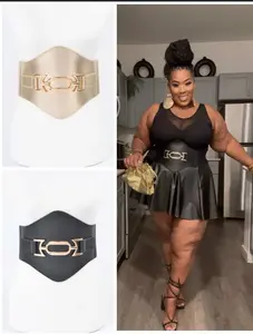 Faux Leather Wide Elastic Plus Size Belt