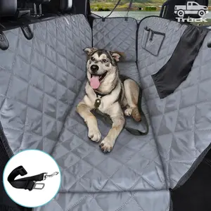 NEW Truck Dog Seat Cover Back Seat| 100% Waterproof & Seat Belt| Pet Hammock for Car Rear Seat Protector with Mesh Window Fits Pickup Ford F-Series/Chevrolet Silverado/Ram/GMC Sierra etc(Gray)