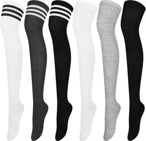 6 Pairs Over Knee Thigh Socks Knee-High Warm Stocking Women Boot Sock Leg Warmer High Socks for Daily Wear, Cosplay