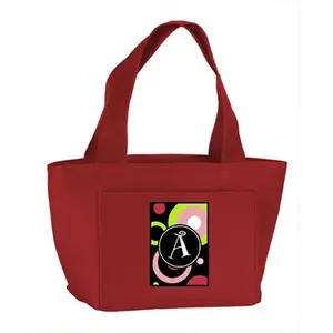 212 MAIN Retro Black Monogram Letter A Insulated Cooler Lunch Bag - Durable, Zipper-Closure, Washable Material, Stylish, School-Ready Functional Bag That Keeps Cool, Durable Lunch Bag