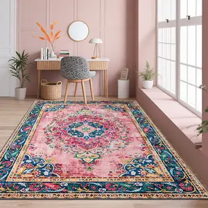 Luxury Vintage Patterned Velvet Carpet, Decorative Area Rug, Soft Comfortable, Living Room Sofa Mat, Bedroom Bedside Rug, Multi-Scene Use, merry Christmas, let it snow