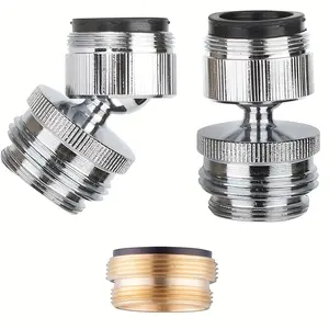 Universal Faucet to Hose Adapter Kit 3/4 Inch Swivel Aerator Connector Chrome Finish Multi Thread Compatible for Kitchen Sink Garden Hose Quick Connect Water Tap Adapter Durable Brass Construction Plumbing Accessory Tool