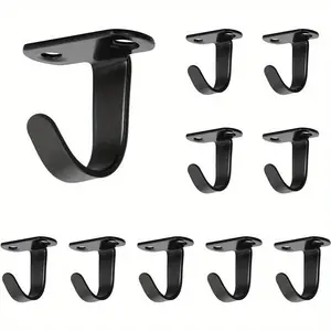 10pcs Durable Metal Ceiling Hooks, Brushed Finish, Rustproof Top Hangers for Hanging Plants, Ornaments, Cloth - Versatile Wall and Cabinet Hooks
