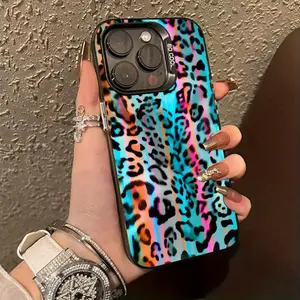 Colored Leopard Pattern Case for iPhone 17 Pro Max 16 Plus 15 14 13 12 11 Air E Shockproof Non Slip Military-Grade Protection slim Cover
