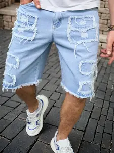 Summer New Arrival | Men’s American high‑street distressed denim shorts featuring a unique off‑white aged finish and trendy zip pockets; loose yet well‑structured cut that doesn’t restrict movement; breathable and comfortable for everyday summer outings.