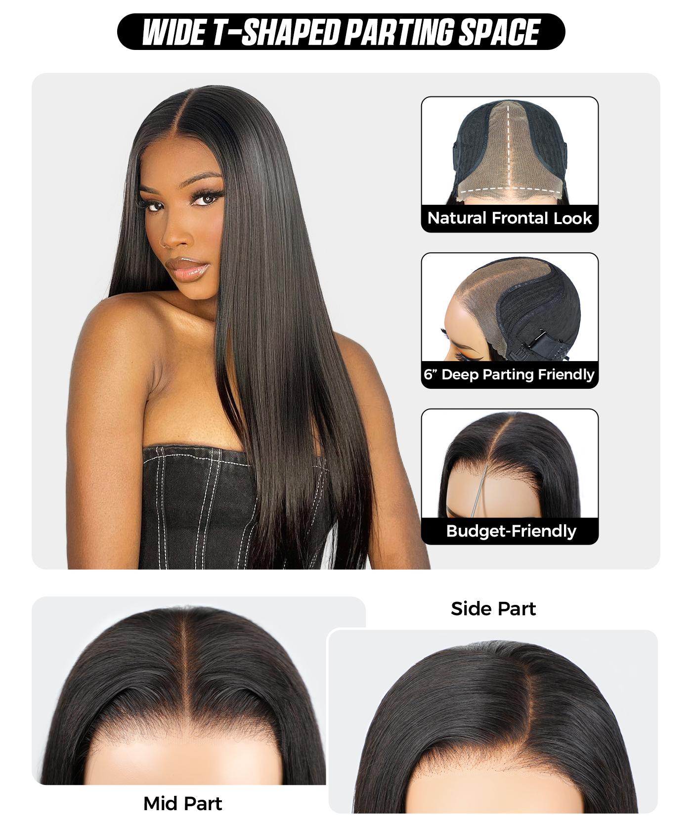 OQ HAIR 220% Density Pre Cut 9x6 TPart Lace Water Wave Wear Go Glueless Wigs With Drawstring Pre Plucked With Natural Hairline