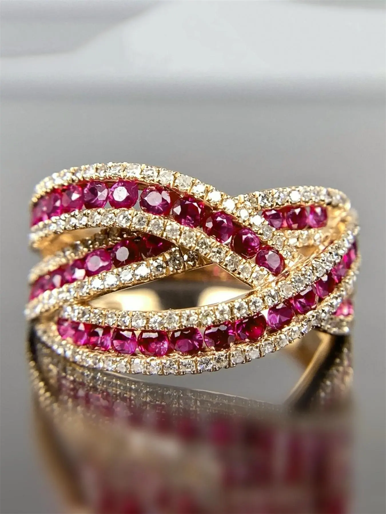 Rhinestone Decorated Artificial Zircon Ring, Fashion Criss Cross Design Accessories for Women, Trendy All-match Jewelry for Birthday Gift, Everyday & Fashion Rings, Cinderella Ring, Beautiful Rings