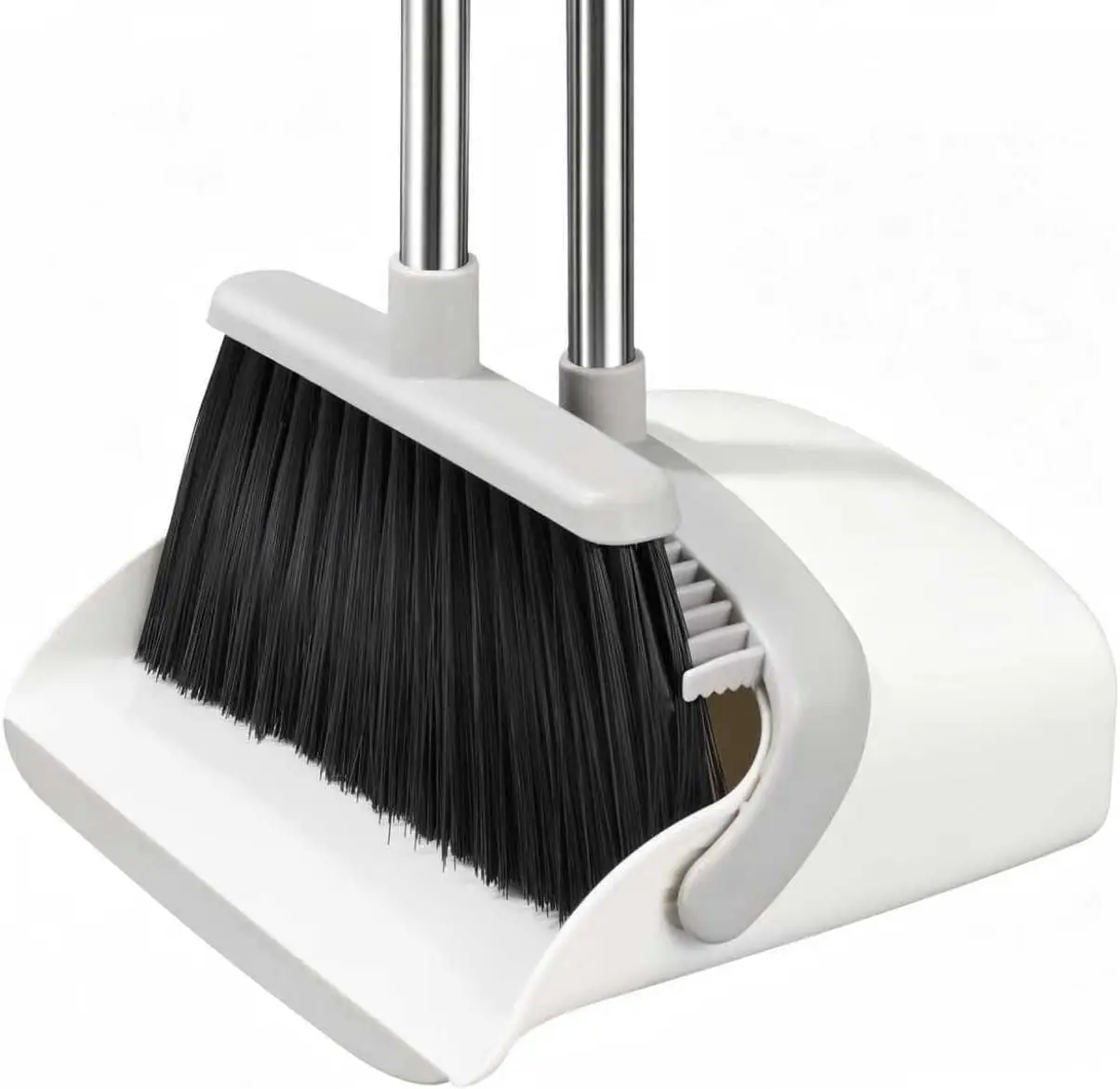 Long Handle Broom and Dustpan Combo Set, Upright Floor Sweeper with Self-Cleaning Comb Teeth & Dense 5-Layer Bristles for Pet Hair, Kitchen, Home, Office Home Cleaning Tool Magic Broom Sweeper