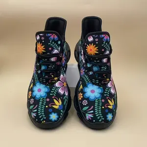 Women’s Colorful Floral Print Sneakers – Lightweight Breathable Running Shoes, Fashion Casual Walking Trainers, Comfortable Slip-On Sport Shoes for Daily Wear, Trendy Boho Flower Pattern