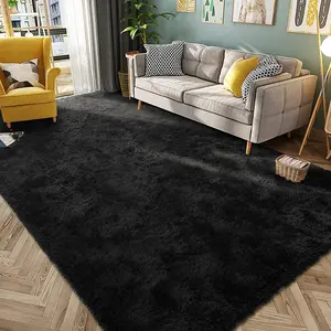 Solid Color Faux Fur Rug, 1 Count Non-slip Soft Floor Mat, Fluffy Modern Rug, Shaggy Fuzzy Rugs, Black Rugs, Decorative Carpet for Home Living Room Bedroom Hotel Dormitory