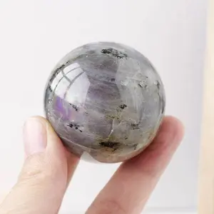 > Rare Purple Labradorite Sphere | Deep Violet Flash Crystal for Intuition & Magic