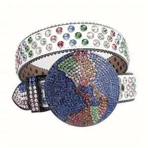 Unisex Punk Rebel Belt | Hand-Set Rhinestone Star Buckle & Glitter Vegan Leather  Rave Festival Essential no  hole  belt modern  belt goth  belt