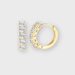 14 Karat Gold Plated CZ Diamond Hoop Earrings - Classic, Hoop Shape Earrings, Eternal Fashion Accessory with Captivating Brilliance for Style Enthusiasts, Classic Earrings