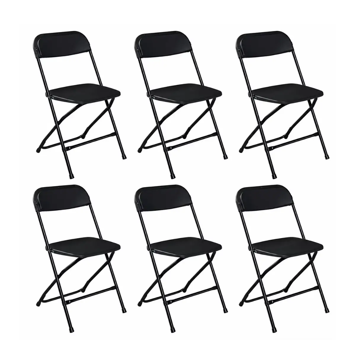 6 Pack Plastic Folding Chairs Black Heavy Duty Indoor Outdoor Portable Stackable Chairs for Party Office Event