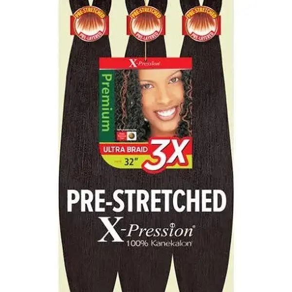 Outre Braids X-Pression Kanekalon 3x Pre-stretched Braid 32" (packs 50)- Premium Ultra Smooth 100% Kanekalon Synthetic Hair Extensions