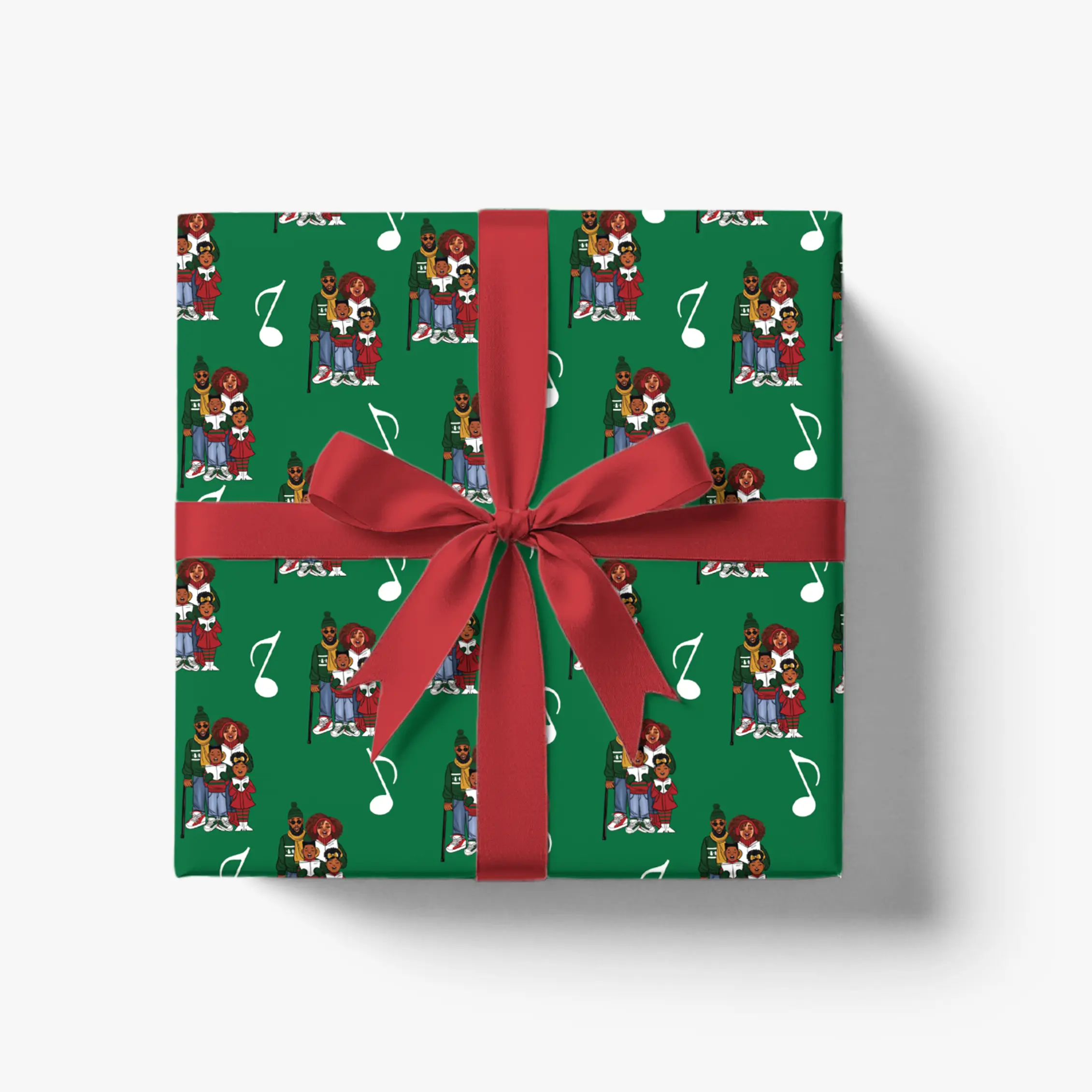 Black Christmas Carolers Wrapping Paper | Harmony & Cheer | Premium 30" × 20' Gift Wrap Roll