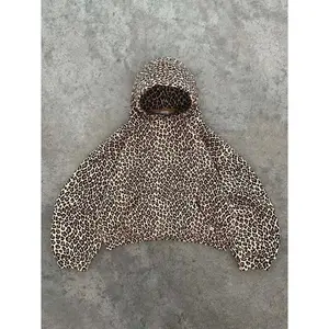 Vintage Leopard Print Zip-Up Hoodie Sweatshirt for Women - Hip Hop Style, Trending Clothing YR1712