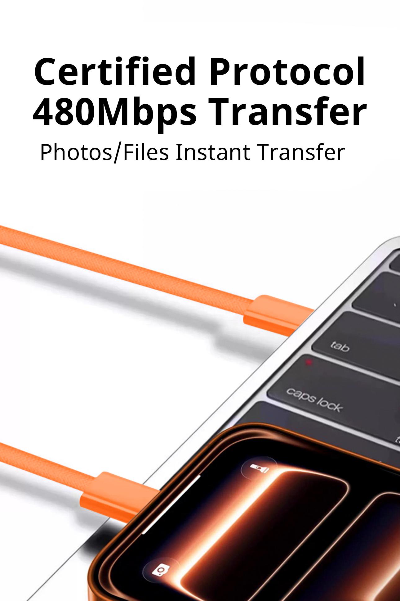 45W fast charger set suitable for iPhone 17 Pro Max and iPhone 17 Pro; portable orange charger set; convenient iPhone charger set; Type‑C fast charging power adapter for iPhone 17; PD fast charging tablet compatible with 6.6 ft/3.3 ft cables (3 sets).