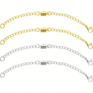 Necklace Extender Magnetic Necklace Clasp Silvery and Golden Chain Extenders for Necklaces, Adjustable Sturdy Magnetic Necklace Clasps and Closures with Lobster Clasp