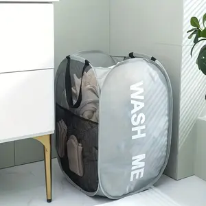 PrimPick Foldable laundry basket, Collapsible laundry hamper, 1-count portable fabric dirty clothes and linen storage basket, multi-compartment rectangular storage basket, suitable for various room types