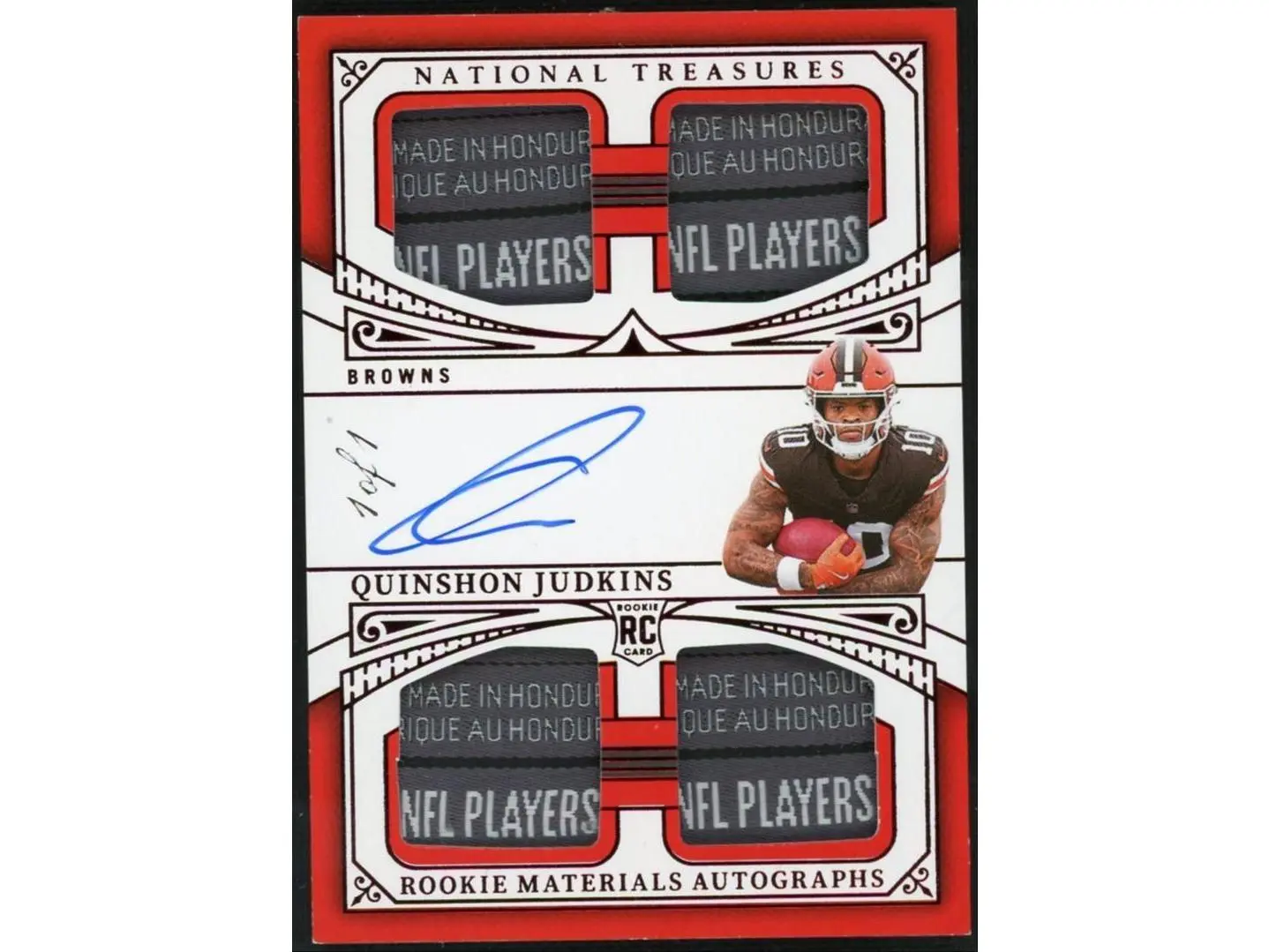 2025 Panini National Treasures Quinshon Judkins Quad Laundry Tag Auto 1/1