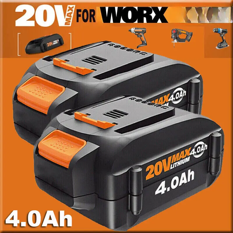 2-Pack High-Efficiency 20V MAX Extend Lithium Power Tool Batteries, 4.0AH, Compatible with WORX WA3520, WA3525, WA3575, WG1