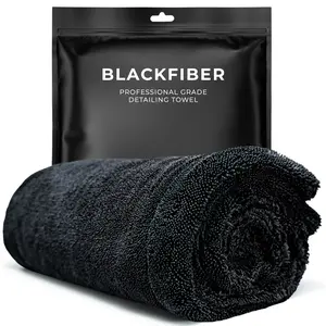 BlackFiber 24"x36" Twisted-Loop Professional Grade Detailing Drying Towel, 1200GSM, Streak Free, Lint Free, Reusable Microfiber Towel