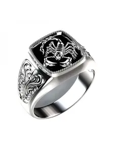 New Creative Scorpio Embossed Men's Ring,  Silver Color, Boho Style, All over Print, Anniversary Ring, All Seasons, Fashion Ring, Finger Rings, Statement Rings