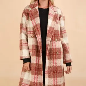 Women's Think Winter Plaid Coat - Longline Coat for Getting Cozy - Womenswear, Suit
