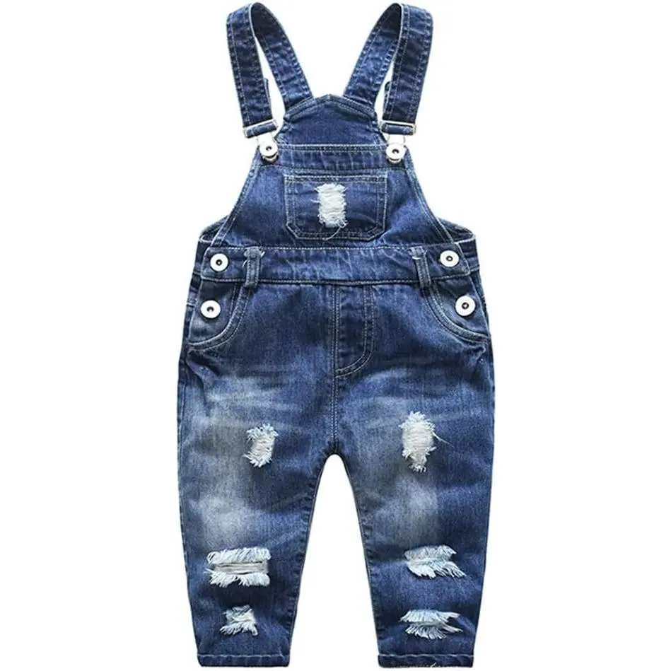 Baby Boys Girls Denim Overalls with Bib Pocket Cotton Jeans Adjustable Straps Detachable Side Buttons Soft Comfortable Workwear
